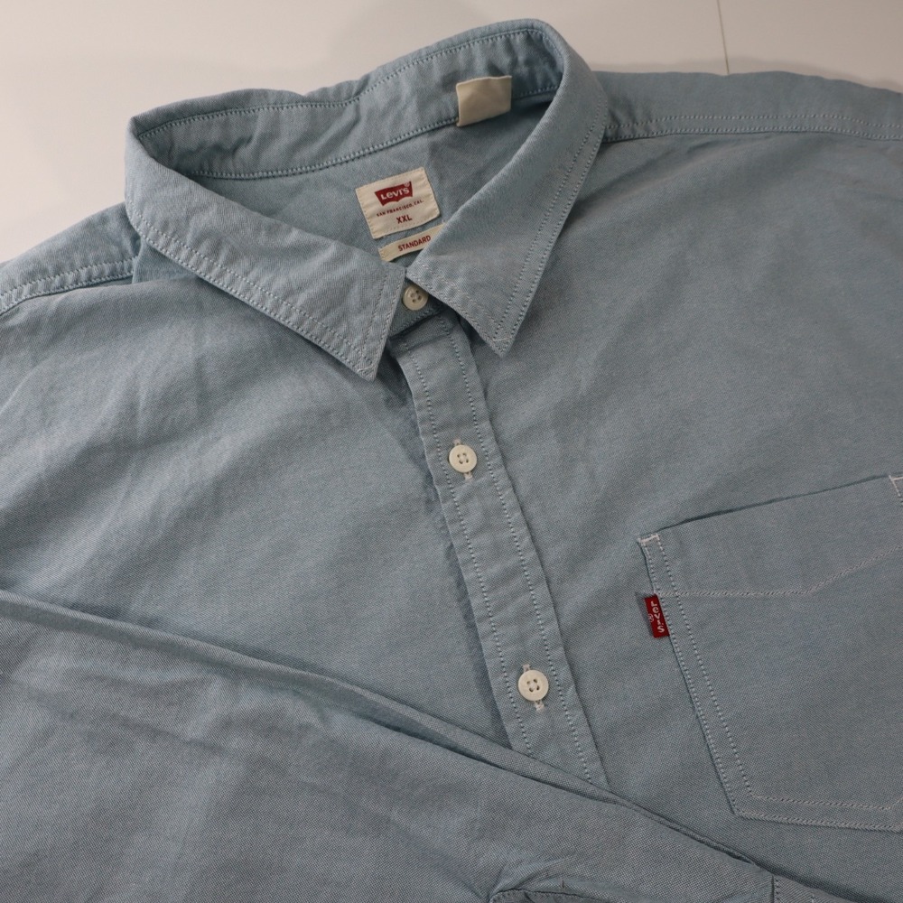 Levis Shirt Mens XXL Blue Chambray Long Sleeve Workwear Lightweight Casual